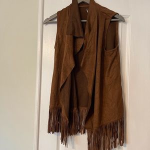 Brown fringe vest